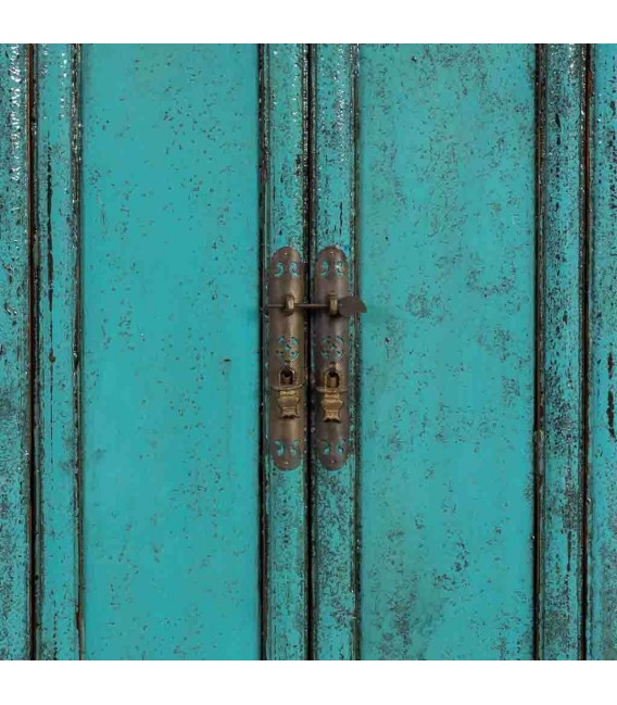Armario alacena pequeño azul madera olmo estilo oriental 6