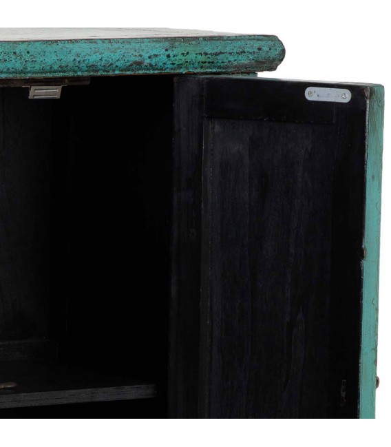 Armario alacena pequeño azul madera olmo estilo oriental 5