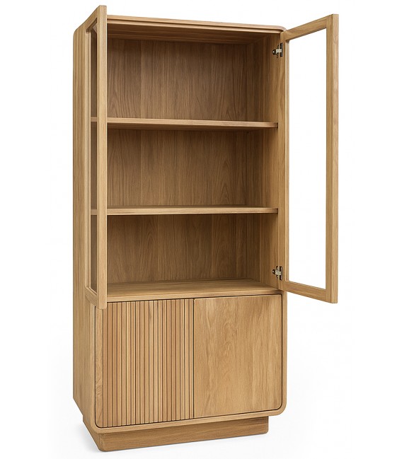 Vitrina grande madera teca natural estilo boho artesanal 1