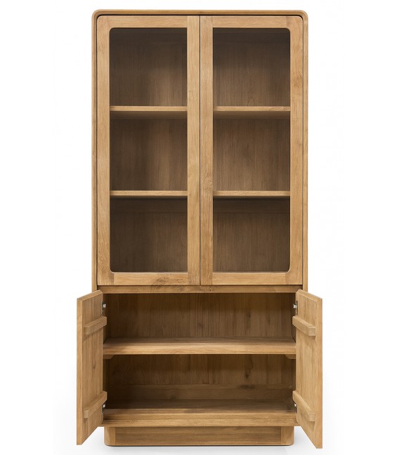 Vitrina grande madera teca natural estilo boho artesanal 3