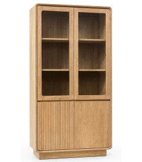 Vitrina grande madera teca natural estilo boho artesanal