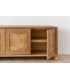 Mueble TV boho en roble tostado con frentes de raíz natural 4