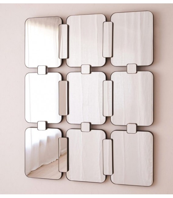 Espejo XL contemporáneo con marco marrón envejecido elegante