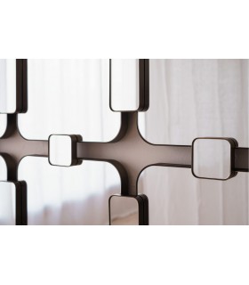 Espejo XL contemporáneo con marco marrón envejecido elegante1