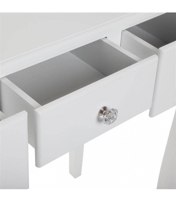 Tocador blanco chic con cinco cajones y espejo con luz integrada 4