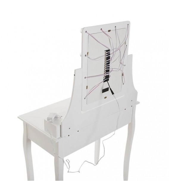 Tocador blanco chic con cinco cajones y espejo con luz integrada 6