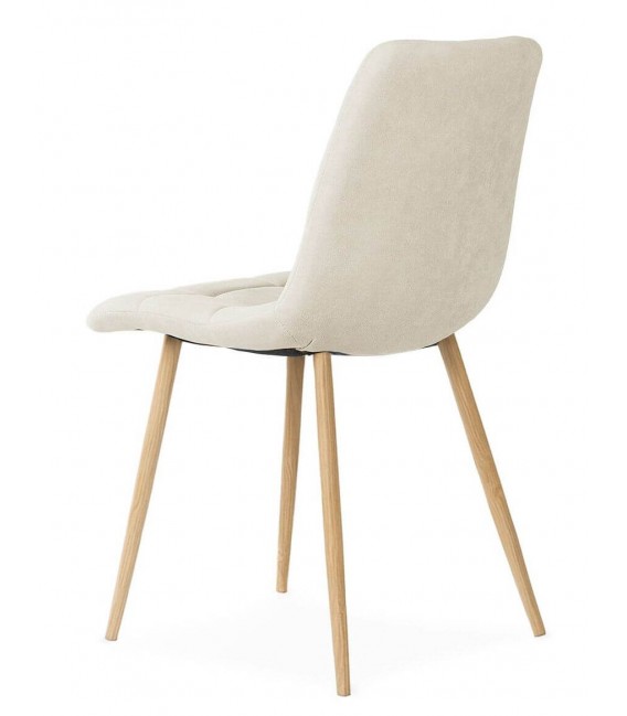 Silla tapizada blanco roto con patas imitación roble contemporánea 3