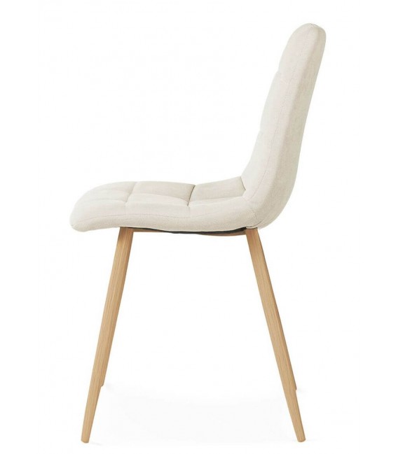 Silla tapizada blanco roto con patas imitación roble contemporánea 2