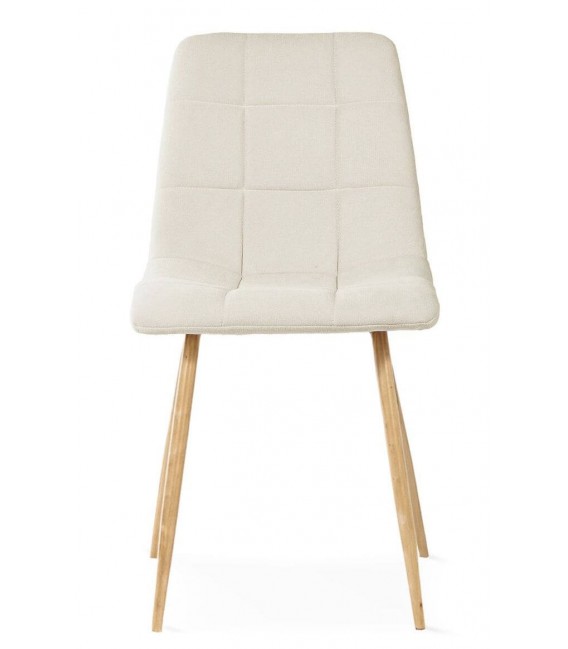 Silla tapizada blanco roto con patas imitación roble contemporánea 1