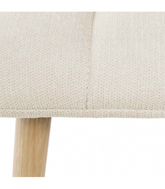 Silla tapizada blanco roto con patas imitación roble contemporánea 5