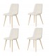 Set de 4 sillas tapizadas blanco roto con patas metal roble