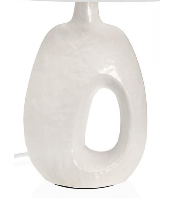 Lámpara de sobremesa blanca de cerámica con pantalla textil2