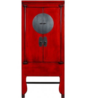Armario alacena oriental rojo lacado con herrajes patinados 1