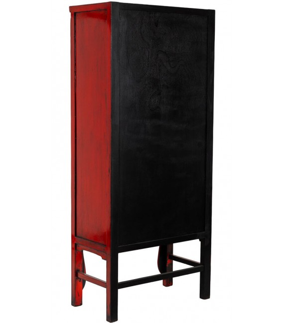 Armario alacena oriental rojo lacado con herrajes patinados 3