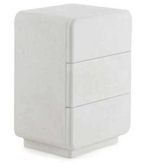 Mesita de noche ibicenca blanca con textura efecto yeso ligera