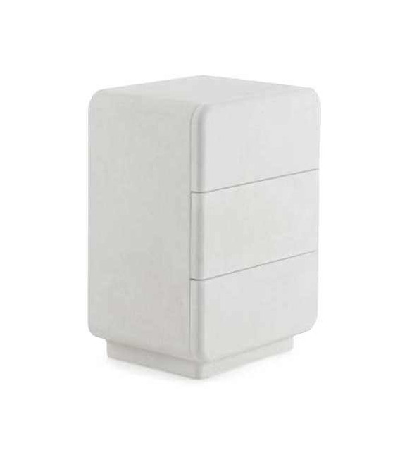 Mesita de noche ibicenca blanca con textura efecto yeso ligera