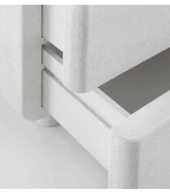 Mesita de noche ibicenca blanca con textura efecto yeso ligera 4