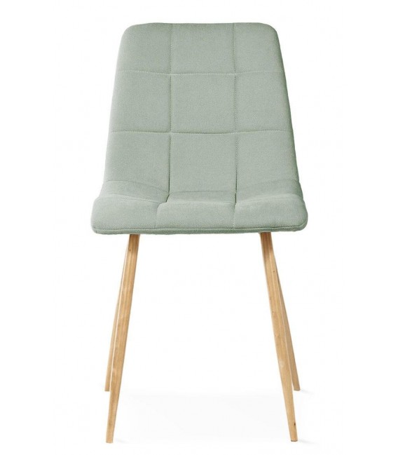 Silla tapizada verde con patas imitación roble para tu comedor1