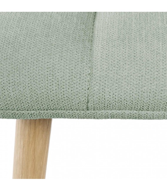 Silla tapizada verde con patas imitación roble para tu comedor5