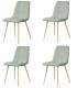 Set 4 sillas verdes tapizadas con patas efecto roble natural Mdmhogar