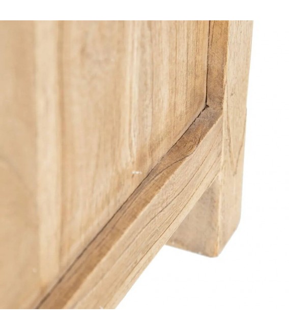 Mesita noche boho madera mindi natural con dos cajones útiles. 4