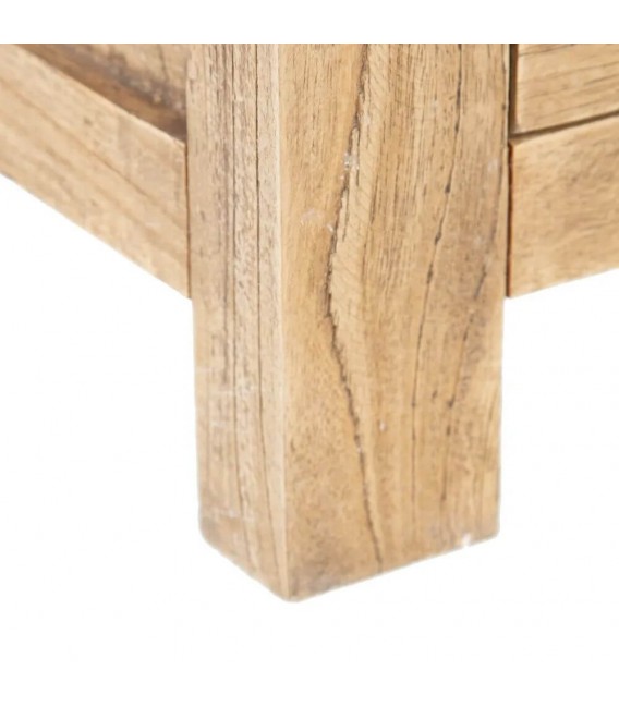 Mesita noche boho madera mindi natural con dos cajones útiles. 5