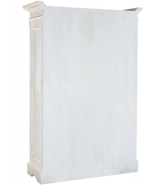 Vitrina boho blanca decapada XL con cristal y estilo natural4