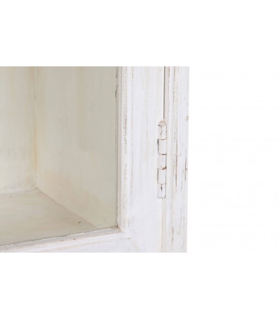 Vitrina boho blanca decapada XL con cristal y estilo natural7