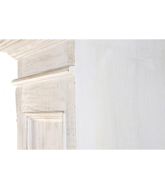 Vitrina boho blanca decapada XL con cristal y estilo natural8