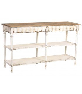 Consola clásica vintage XL blanca decapada que aporta calidez