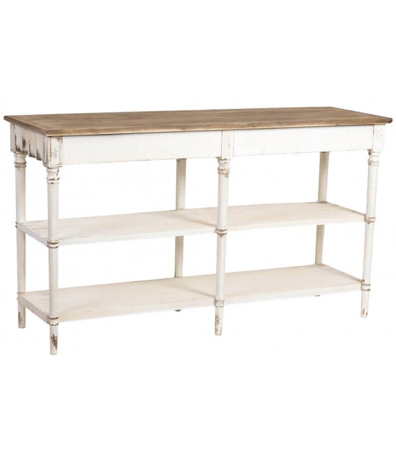 Consola clásica vintage XL blanca decapada que aporta calidez2