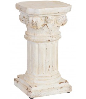 Columna decorativa baja clásica en blanco envejecido con estilo