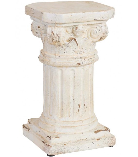 Columna decorativa baja clásica en blanco envejecido con estilo