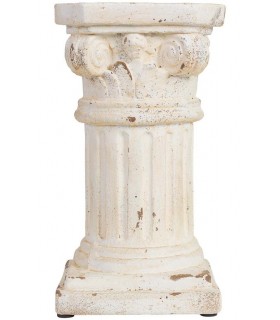 Columna decorativa baja clásica en blanco envejecido con estilo 1