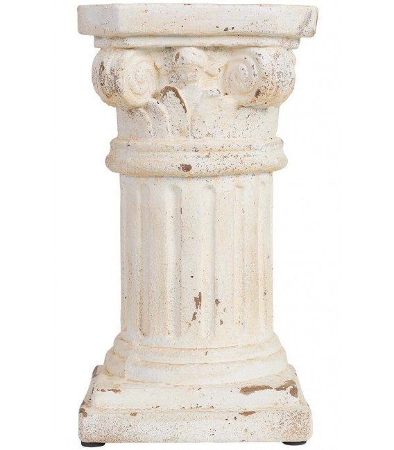 Columna decorativa baja clásica en blanco envejecido con estilo 1
