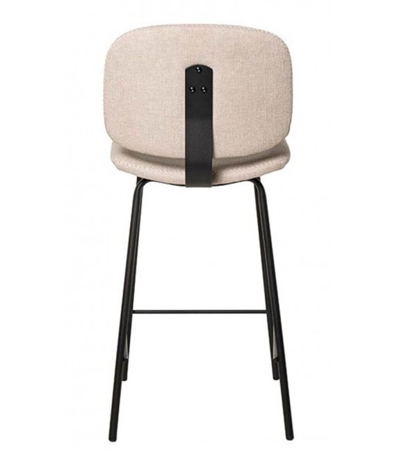 Taburete contemporáneo beige en tela chenilla y metal negro4