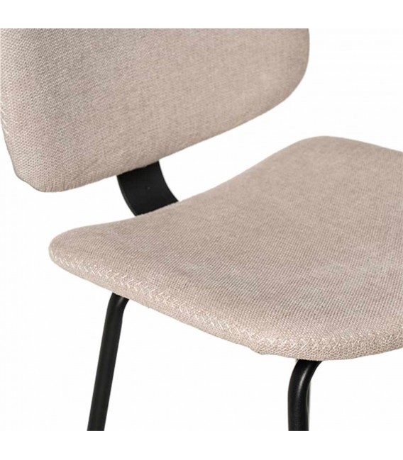 Taburete contemporáneo beige en tela chenilla y metal negro5