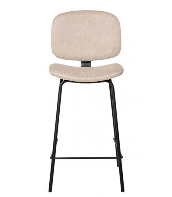 Set 2 taburetes tela beige y metal negro estilo contemporáneo.1