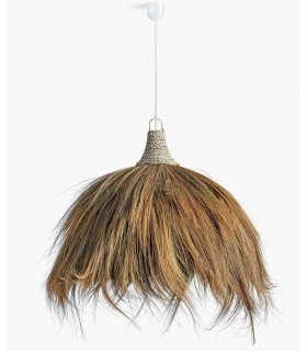 Lámpara de techo XL de fibras naturales con un estilo boho cálido