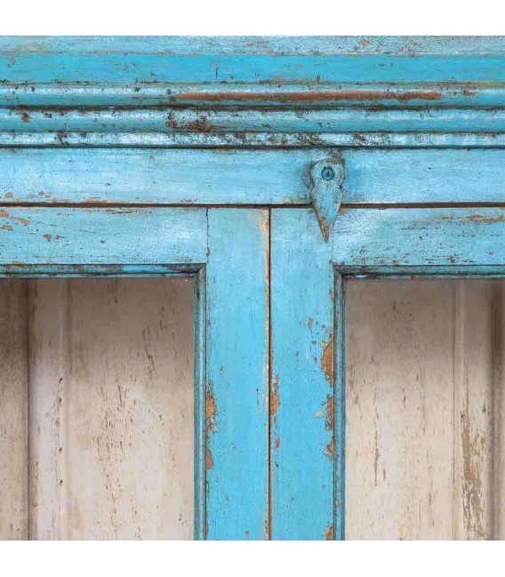 VITRINA 105 X 40 X 180 CAMINO MADERA DECAPADA AZUL