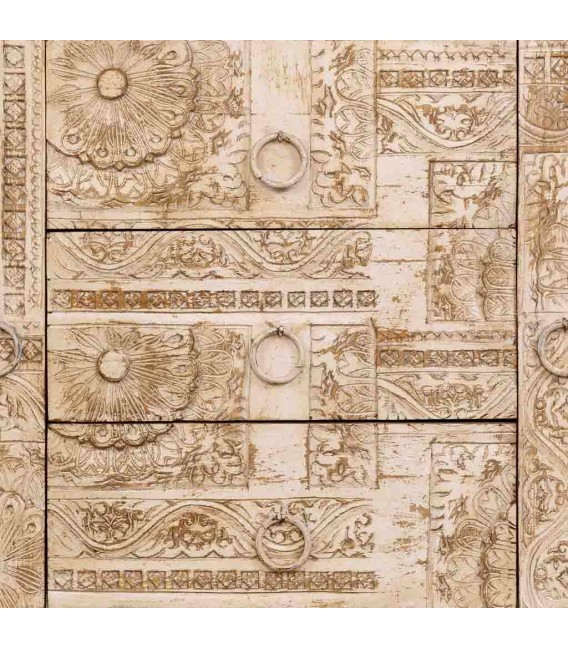 APARADOR 165 X 45 X 75 CUENTROS MADERA TALLADA DECAPADA CREMA