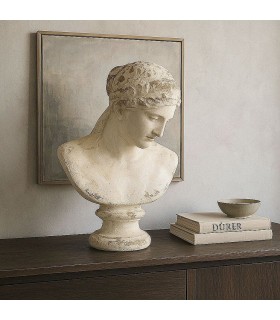 Busto decorativo clásico blanco envejecido para interior exterior Mdmhogar