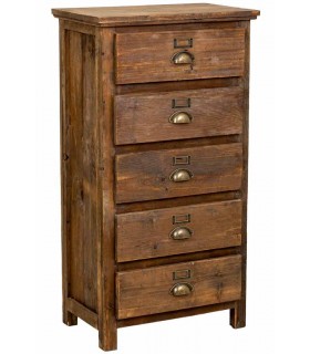 Sinfonier rústico boho de madera nogal envejecida con cajones