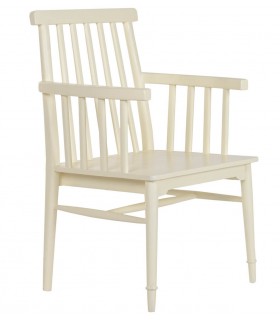 Sillón de comedor colonial en madera lacada color crema