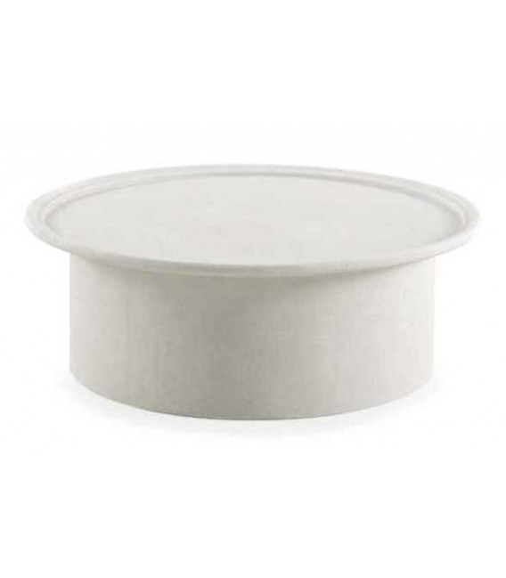 Mesa de centro redonda ibicenca blanca efecto yeso artesanal