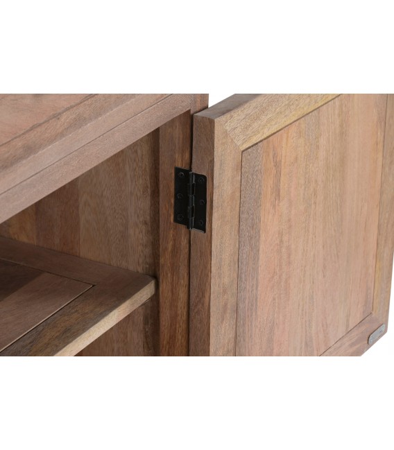 Vitrina industrial de madera natural con cristal y metal6