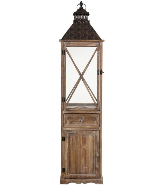 Farol clásico alto de madera y metal decorativo con cristal alto1