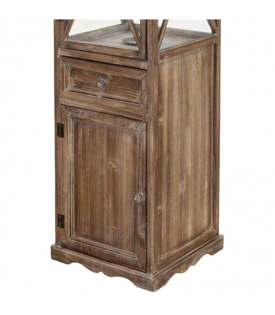 Farol clásico alto de madera y metal decorativo con cristal alto6