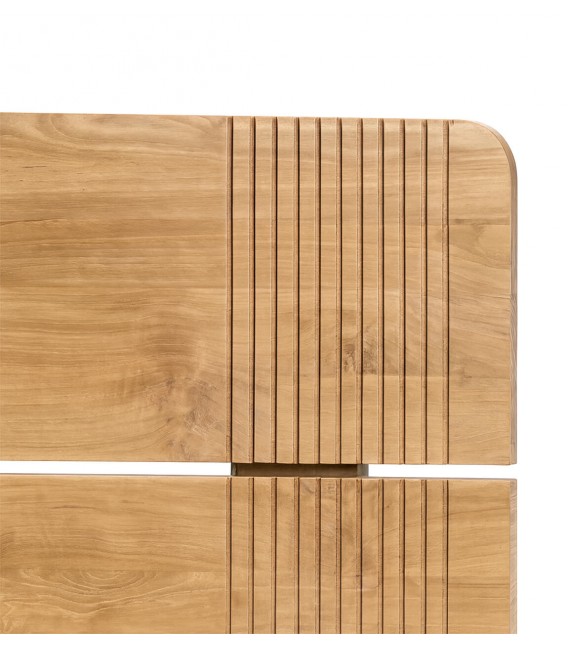 Cabecero matrimonio boho en madera maciza de teca natural  2