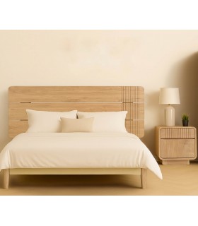 Cabecero matrimonio boho en madera maciza de teca natural